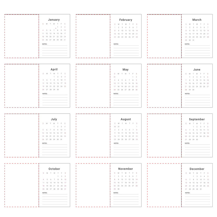 Personalisierter Tischkalender 2026 mit 6 Fotos, weißer Monatskalender aus Papier - Bild 2