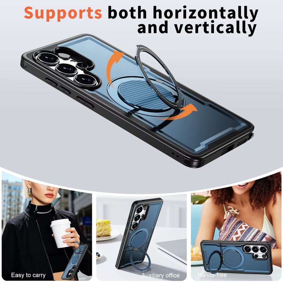 szHAIyu Handyhülle mit magnetischer Drehhalterung für Samsung Galaxy S26 Ultra S25 Edge S24 FE S23 Plus A57 A37 A17 A56 A36 A26 A16 A06 in Schwarz - Bild 4
