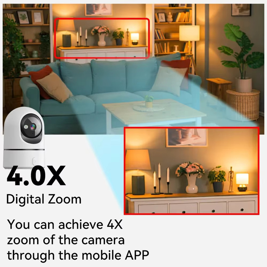 PEGATAH O-Kam Pro WLAN Innen-Babymonitor und Sicherheitskamera mit 5MP Auflösung, 2,4GHz & 5GHz Dualband, Farbnachtsicht, Menschenerkennung und 355° PTZ in Weiß - Bild 4