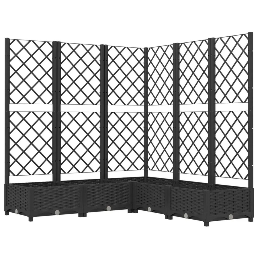 vidaXL Pflanzkübel mit Spalier aus Polypropylen in Schwarz, B/T/H: 120 x 120 x 121,5 cm - Bild 2