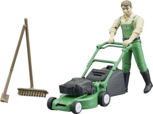 Bruder Gärtner mit Rasenmäher und Gartengeräten Spielfigur - Bild 1