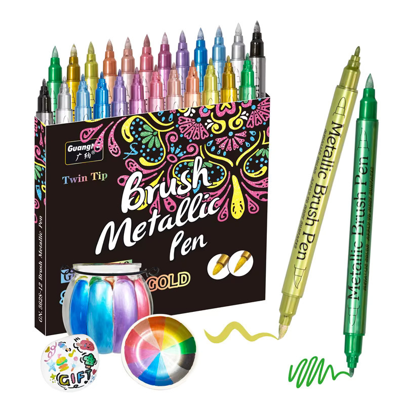 12 Farben Metallic Permanent Marker mit Dual Tip für DIY Epoxidharz, Zeichnungen und Kunstwerke in Multicolour - Bild 4