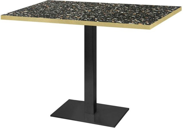 RestooTab Tisch Milan rechteckig in Schwarz Terrazzo mit Messing-Optik, B/T/H: 120 x 70 x 75 cm - Bild 1