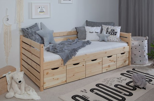 TiCAA Sofabett Naomi mit 5 Schubkästen, Breite: 90 cm, Länge: 200 cm - Bild 1