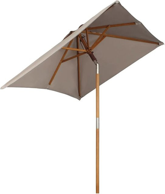 Sekey Holz Sonnenschirm Rechteckig in Taupe/Beige mit UPF 50+ UV-Schutz, B/T: 200 x 150 cm - Bild 1