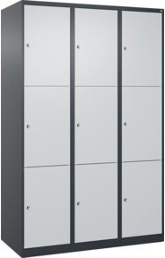 C+P Schließfachschrank Classic PLUS mit 3 Abteilen, Anthrazitgrau und Lichtgrau, B/T/H: 185 x 50 x 120 cm - Bild 1