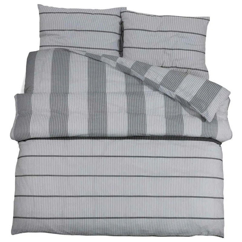 Vidaxl Bettwäsche-Set aus Baumwolle, Grau, B/H: 200 x 220 cm - Bild 4