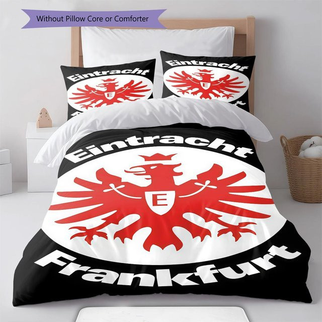 Eintracht Frankfurt Muster Bettwäsche Set aus Polyester in Schwarz mit 1 Bettbezug und 2 Kissenbezügen, B/H: 250 x 220 cm - Bild 1