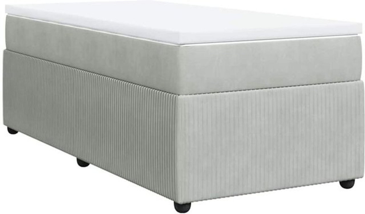 Vidaxl Boxspringbett mit Matratze in Grau und Weiß aus Samt, B/B/H: 80 x 200 x 46 cm - Bild 1
