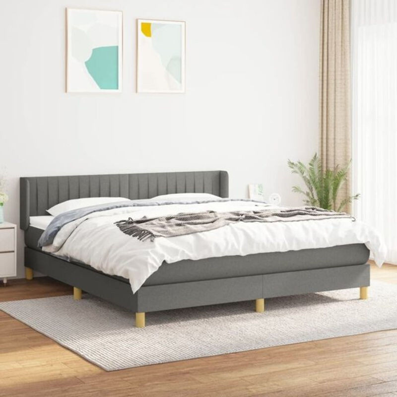 Vidaxl Boxspringbett mit Matratze in Anthrazit aus Stoff, B/T: 160 x 200 cm - Bild 1