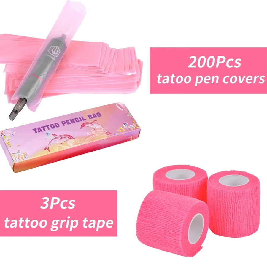 CNKESS Tattoo Bleistift Set, 200 Stück, mit 3 rosa Hüllen und Taschen - Bild 2