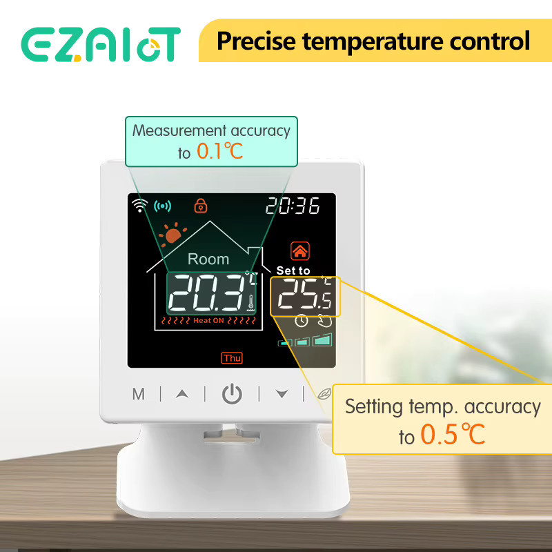 EZAIOT Smart Wireless Thermostat mit Wifi und Tuya App, Programmierbare RF Raumtemperatur Fernbedienung für Heizung und Gaskessel, kompatibel mit Alexa und Google Home, Weiß - Bild 2