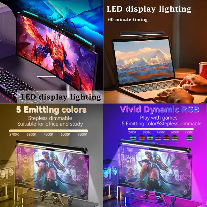 CHENBEN RGB LED Monitor Lichtleiste, gebogene USB Computer-Bildschirmleuchte mit stufenloser Dimmung, Schwarz - Bild 4