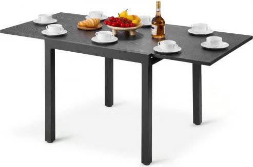 VEVOR ausziehbarer Terrassentisch aus Kohlenstoffstahl und Aluminium, rechteckiger Gartentisch für Outdoor und Balkon, Dunkelgrau - Bild 1