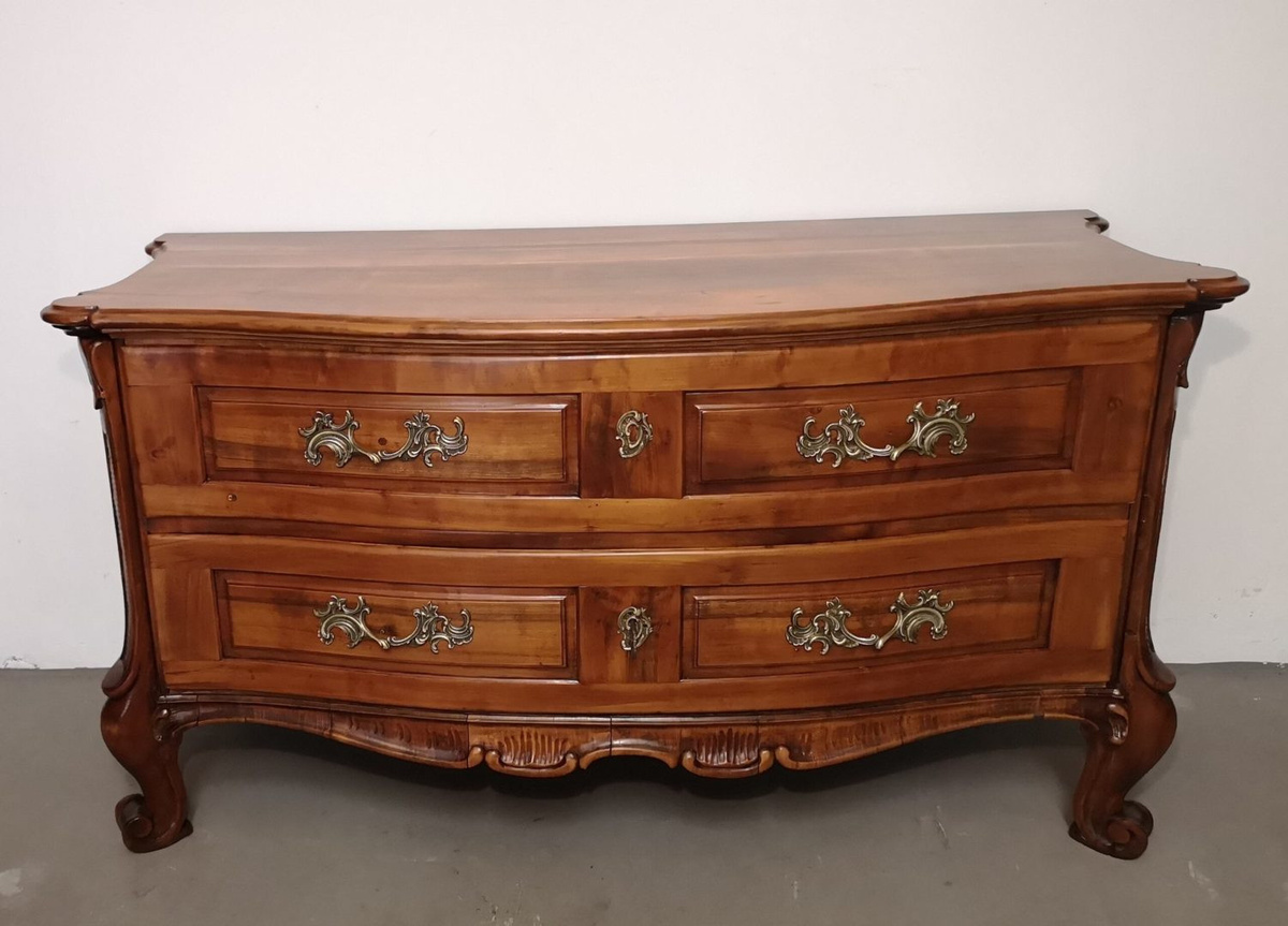 Antikhof Brück Rokoko Kommode aus Kirschbaum in Braun, Höhe: 148 cm, Breite: 80 cm, Tiefe: 64 cm - Bild 1