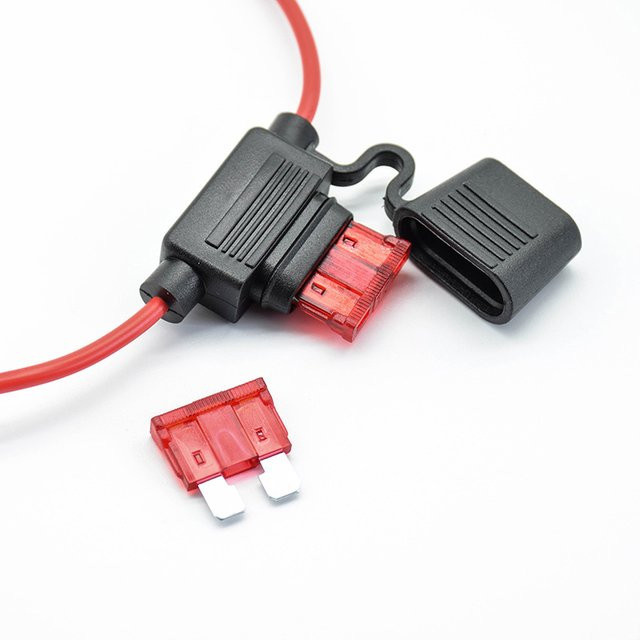 SANDOMEY Wasserdichter Inline-Sicherungshalter mit 10 A Sicherung, Blatttyp, Schwarz, 16 AWG - Bild 1