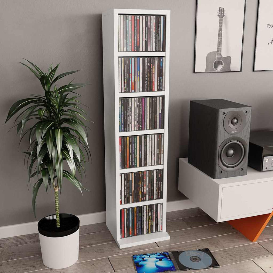 vidaXL CD-Schrank Weiß aus Spanplatte B/T/H: 21 x 20 x 88 cm - Bild 2