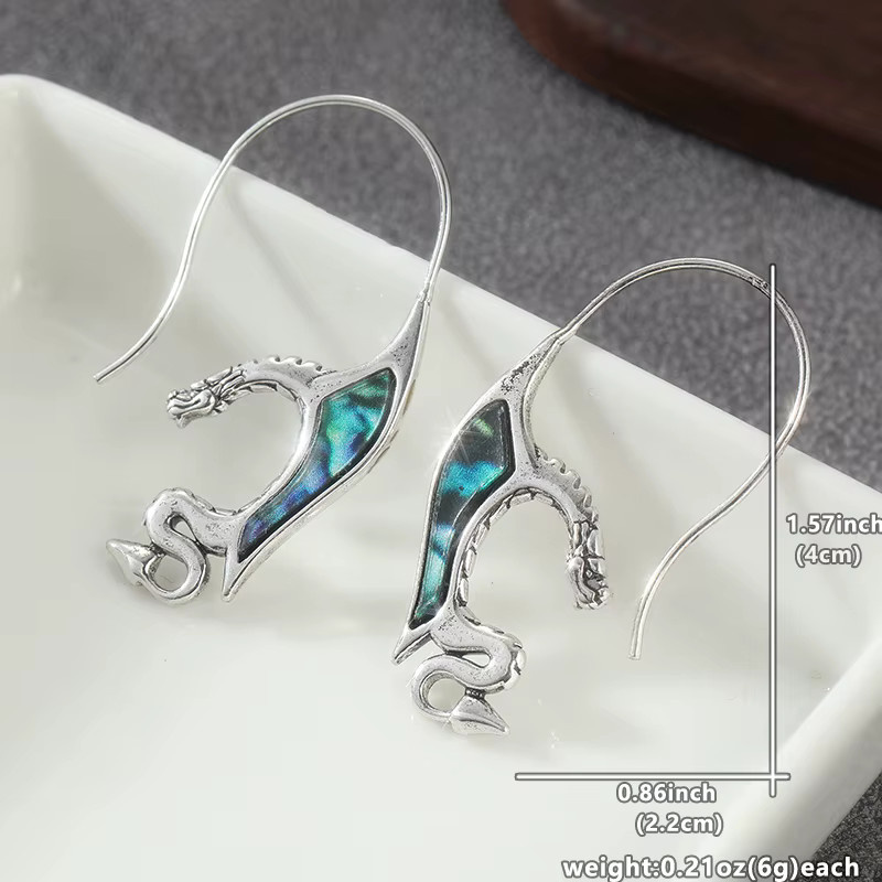 YoYo Ohrringe, Abalone-Muschel, fliegender Drache, Silber, Damen - Bild 4