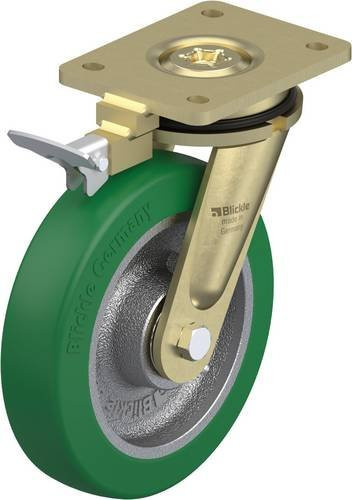 Blickle Lenkrolle LS-GST 200K-RI4 mit Feststeller in Grün und Silber, Rad-Durchmesser: 20 cm, Tragfähigkeit: 800 kg - Bild 1