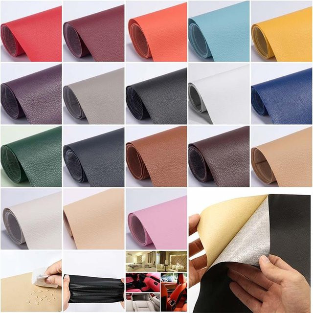 Selbstklebendes PU-Leder in Litschi-Optik für Reparatur-Patches, Farbe: Grün, Breite: 25 cm, Höhe: 60 cm - Bild 1