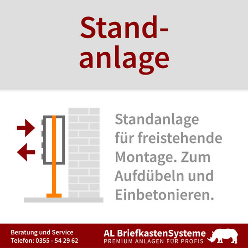 AL Briefkastensystem für 17 Parteien, freistehend, silberfarben, B/H/T: 122,9 x 170 x 27,5 cm - Bild 2