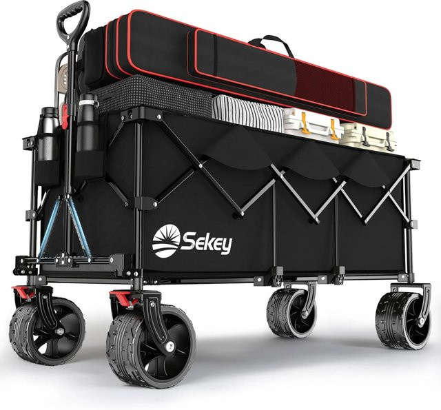 Sekey XXXL Bollerwagen faltbar in Schwarz mit 300L Volumen und 200KG Tragkraft - Bild 1