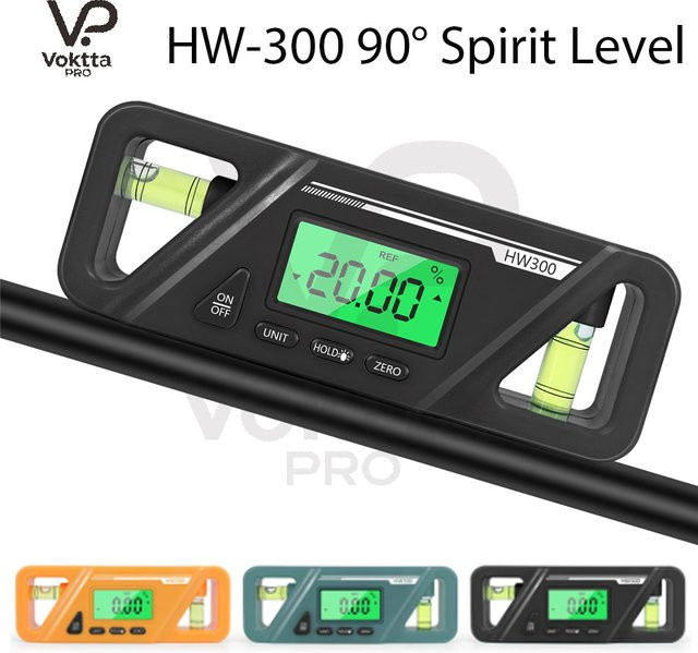 Voktta HW-300 Digitaler Neigungsmesser und Winkelmesser mit Wasserwaage, Magnet, LCD-Display und Datenspeicherung, Grün - Bild 1