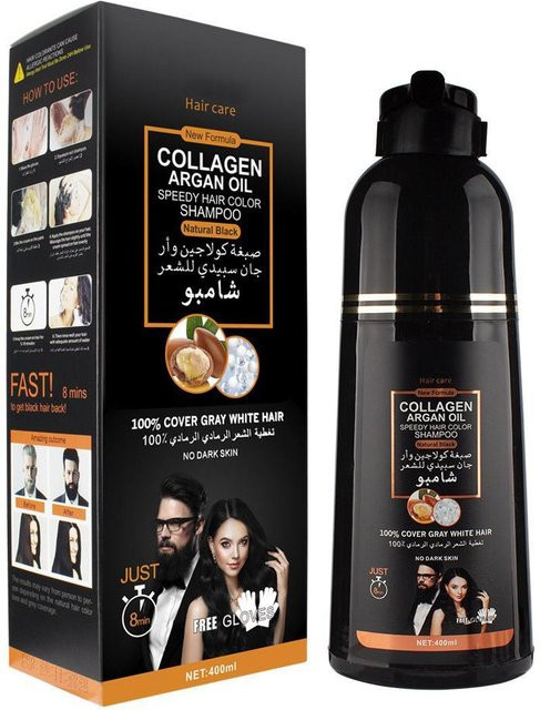 3-in-1 Kollagen Arganöl Shampoo, 400 ml, für graues Haar, Unisex - Bild 1