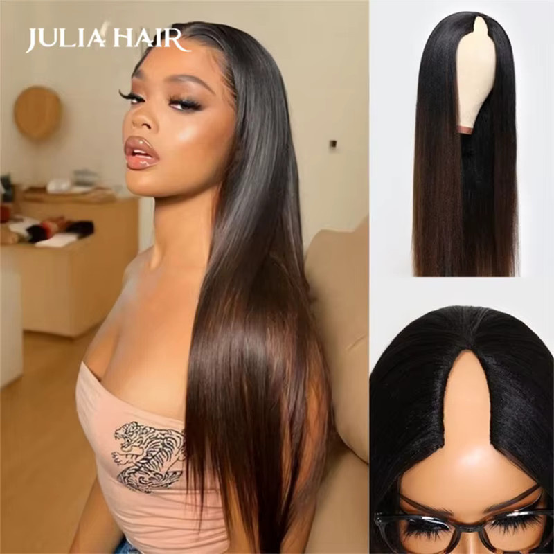 Julia Hair Echthaar Perücke, Kastanienbraun, Yaki Gerade V-Teil, 180 % - Bild 3