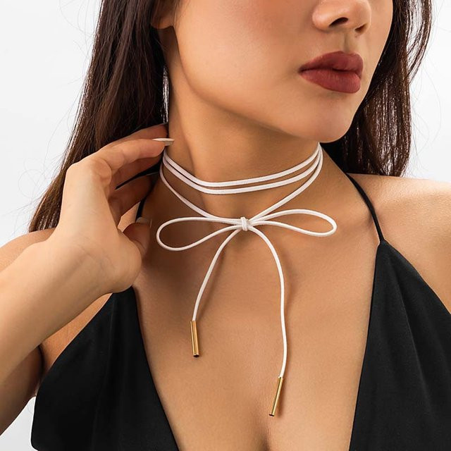 YULIN Choker-Halskette, weiß, Samt-Schleife, Damen, Vintage - Bild 1