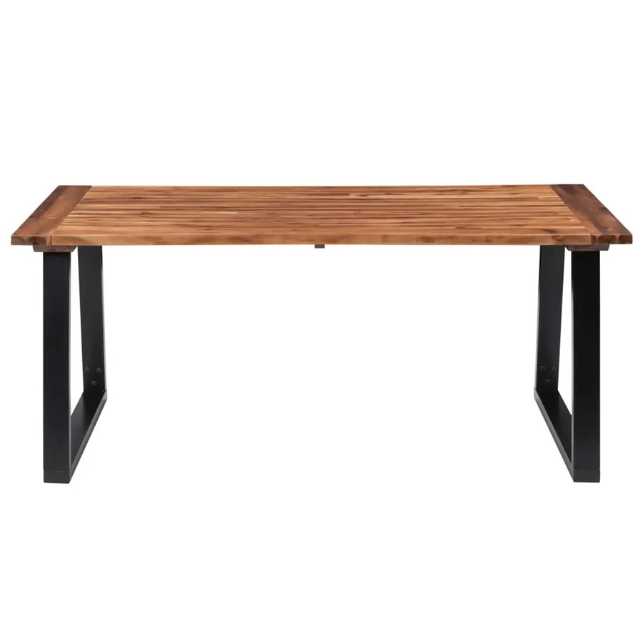 vidaXL Esstisch aus massivem Akazienholz in Braun mit Metallgestell im Industrie-Stil, B/T/H: 180 x 90 x 75 cm - Bild 2