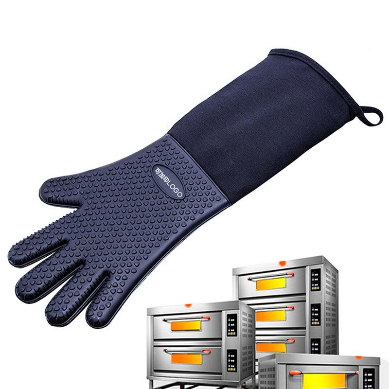 Hitzebeständige Silikon-Küchenhandschuhe von Household supplies MH in Schwarz, extra lang und rutschfest - Bild 4