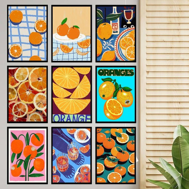 Kawaii Anime Poster Aufkleber Orange Mandarine DIY Deko für Zimmer und Cafe, B/H: 15 x 15 cm - Bild 1