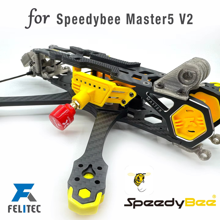 SpeedyBee Master5 v2 TPU 3D-gedruckte GPS-Antenne und O4Pro VTX-Halterung in Gelb - Bild 2