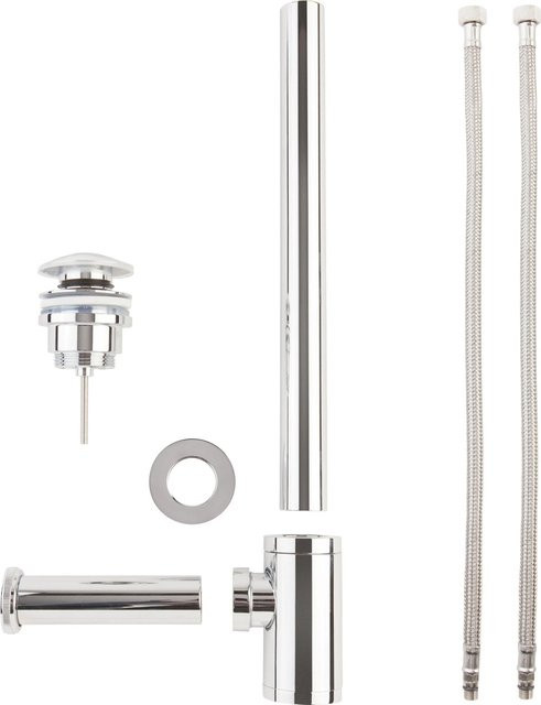 Posseik Siphon-Set mit Pop-Up-Ablauf in Silber - Bild 1