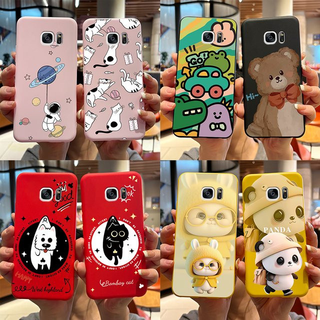 Niedliche Panda Silikon Schutzhülle aus weichem TPU für Samsung Galaxy S6 und S7 in Pink und Multicolour - Bild 1