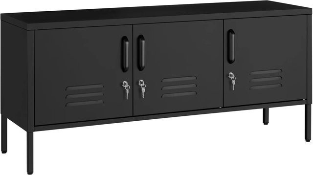 tectake Sideboard Baker mit 3 Türen, Magnetverschluss, einzeln abschließbar, Schwarz, B/T/H: 120 x 37,5 x 55,5 cm - Bild 2