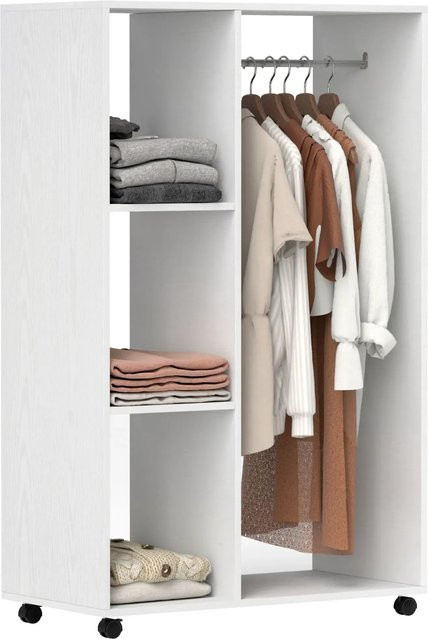 HOMCOM Mobiler Kleiderschrank auf Rollen in Weiß mit modernem Design, B/T/H: 80 x 40 x 128 cm - Bild 2