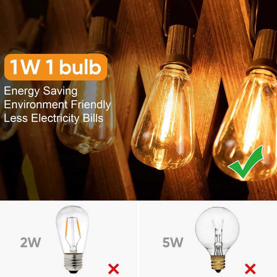 Genixgreen ST38 LED-Lichterkette für den Außenbereich, wasserdichte Girlande in Warmweiß, dimmbar und anschließbar, transparent - Bild 6