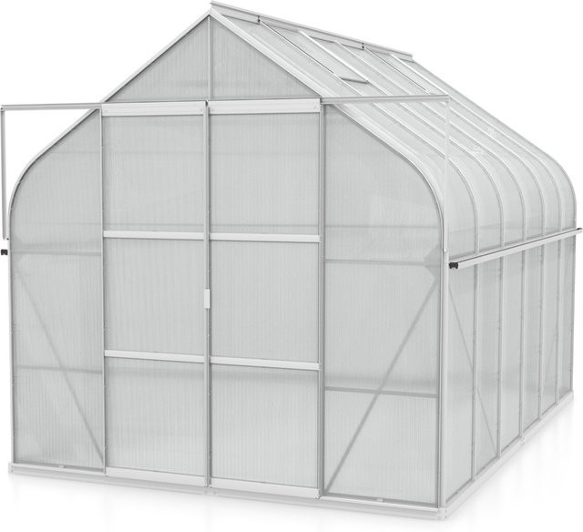 Vitavia Gewächshaus Dione 8300 mit Stahlfundamentrahmen und Glockendach in Silber, 8,3 m², Aluminium eloxiert und Polycarbonat-Verglasung - Bild 1