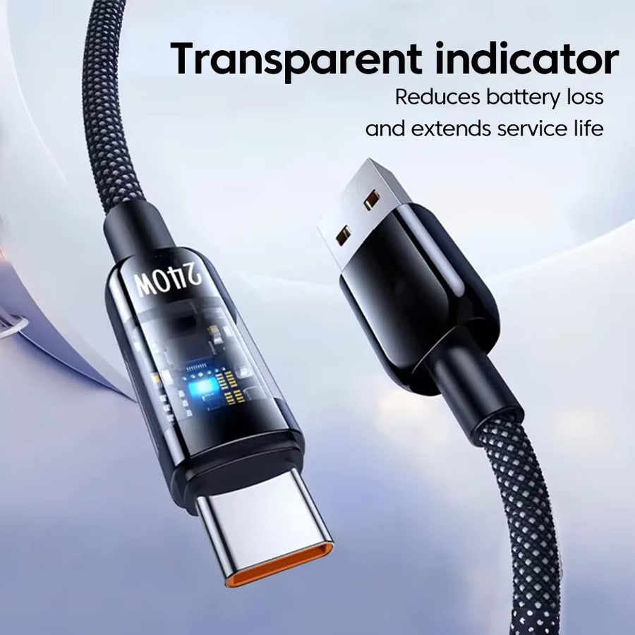 NNBILI USB-A auf Typ-C Ladekabel 240W aus Nylon in Schwarz - Bild 2