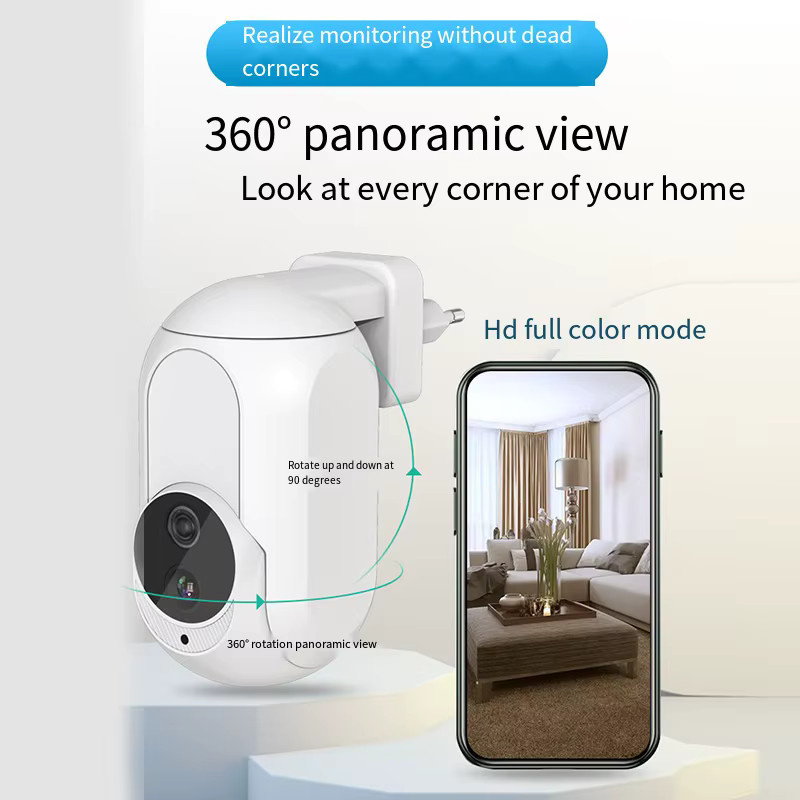Tuya WLAN Mini Überwachungskamera in Weiß mit 1080P Auflösung, 360° Sichtfeld und Nachtsicht-LED-Lampe - Bild 2