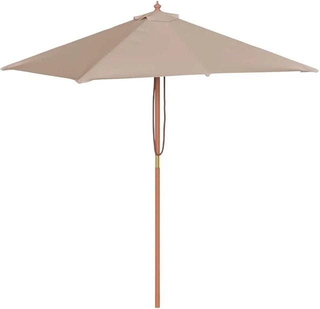 vidaXL Sonnenschirm mit Holz-Mast aus Bambus und Hartholz in Taupe, B: 200 cm, T: 150 cm, H: 235 cm - Bild 1