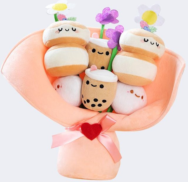 Yiran toy Kawaii Boba Blume Plüschtier-Bouquet, Plüschtiere, 35cm - Bild 1
