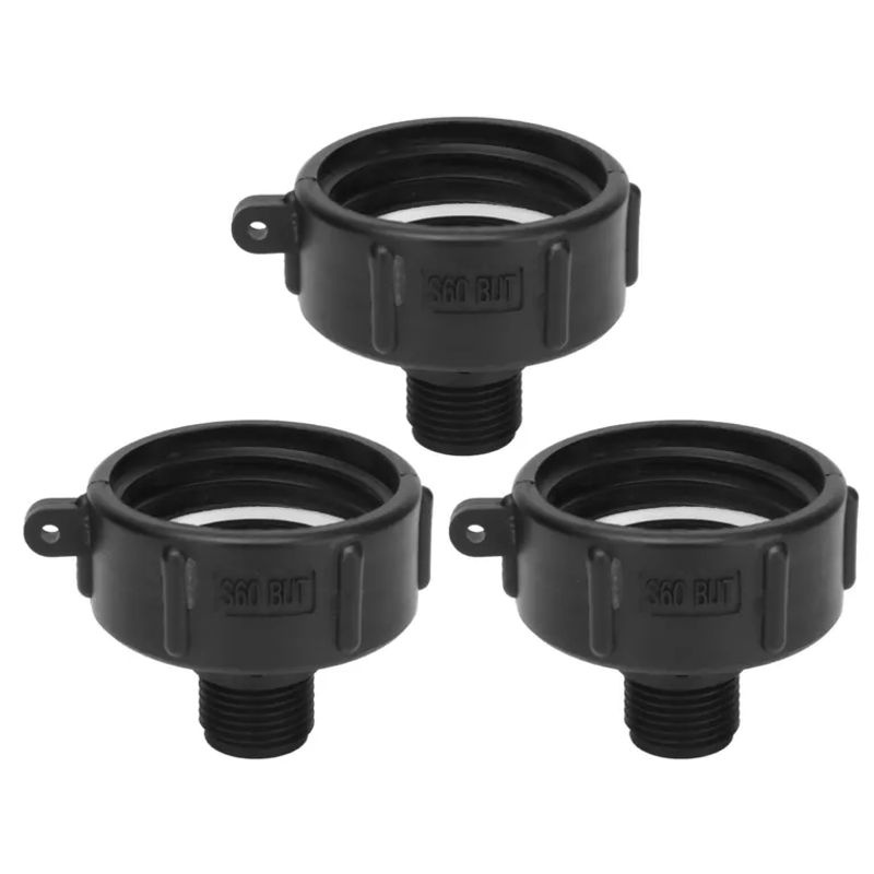 3er Set IBC Tankanschluss G34 Gewinde aus schwarzem ABS Kunststoff als Ablaufadapter Ersatzventilanschluss S60x6 von TOMTOP JMS - Bild 4