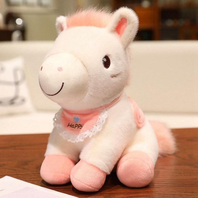 Yiran toy Kawaii Sitzende Pose Pony Plüschtier, Rosa / Pink, 25cm - Bild 1