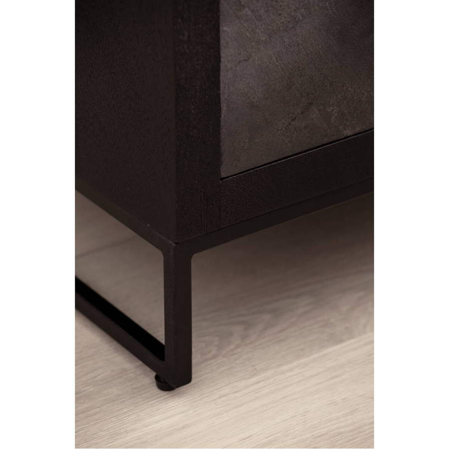 Wohnling Nachtkonsole modern in Schwarz aus Mango Massivholz und Eisen, B/H/T: 40 x 60 x 30 cm - Bild 4