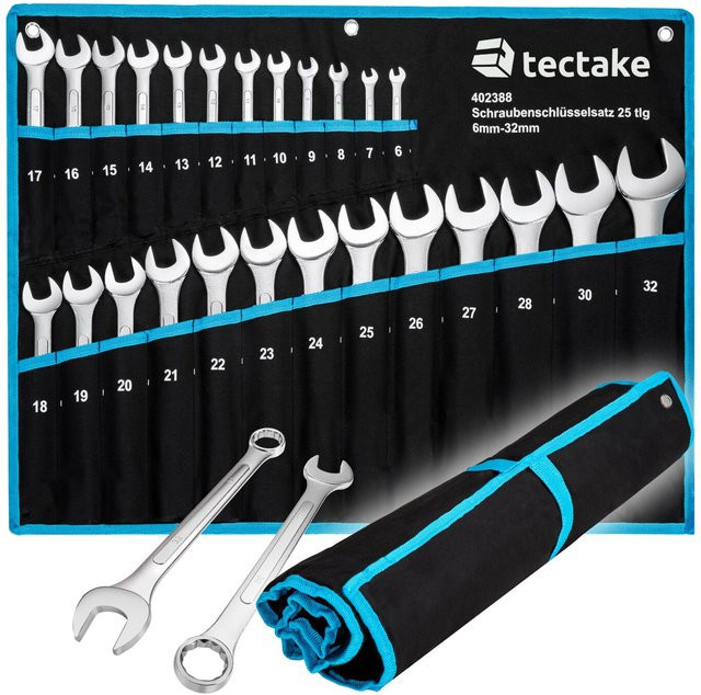 TECTAKE Maul-Ringschlüsselsatz 25-teilig aus Carbonstahl in Schwarz und Blau, B/T/H: 63 x 50 x 7 cm - Bild 3