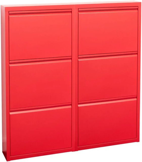 ebuy24 Pisa Schuhschrank aus Metall in Rot, Wandmontage, 6 Klappen, Modernes Design, Matt - Bild 1