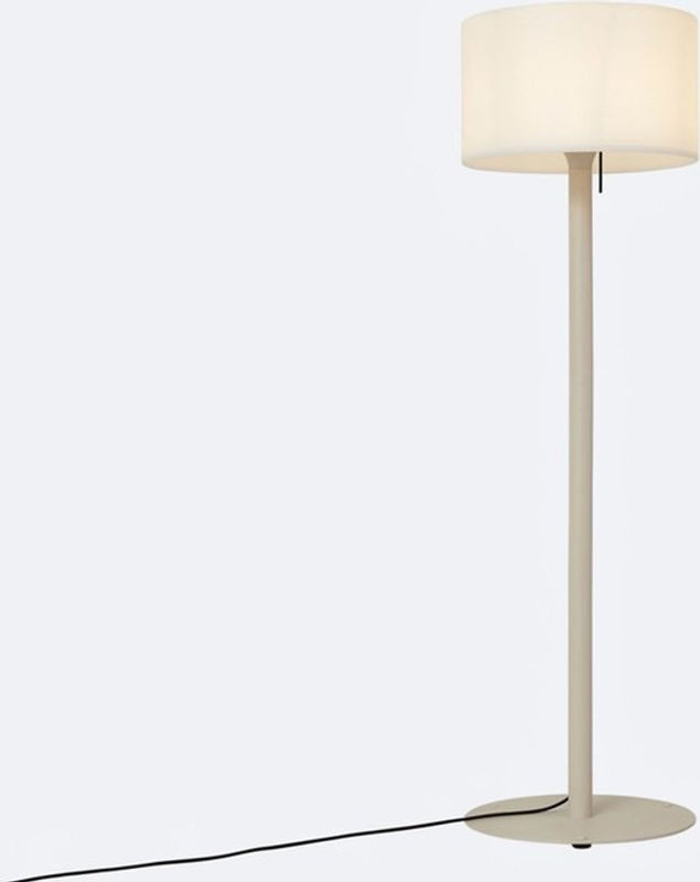 Skandinavische Außen-Bodenleuchte Mississippi in Beige mit weißem Schirm IP44 - Bild 1